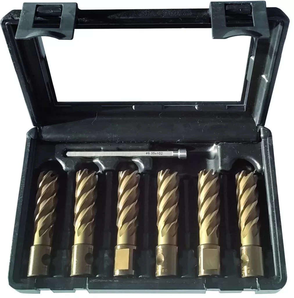 Fraise à Carotter : Coffret De 6 Fraises à Carotter Weldon + éjecteur 1 Fraise à Carotter : Coffret De 6 Fraises à Carotter Weldon + éjecteur