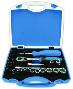 Clé à Douille : Coffret Métal De Douilles 1/4 Avec Accessoires Bicomposition 188BI6P36