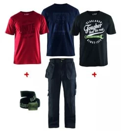 Vêtement De Travail : Pack Pantalon 1530 Avec Ceinture Et 3 Tee-shirts